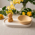 PACK ZEN + CUENCO | Bandeja Ovalada, Figura Buda y Cuenco en Yeso Cerámico