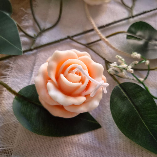 Vela ROSA CLÁSICA de Cera de Soja | Detalle Romántico y Boda | Personalizable