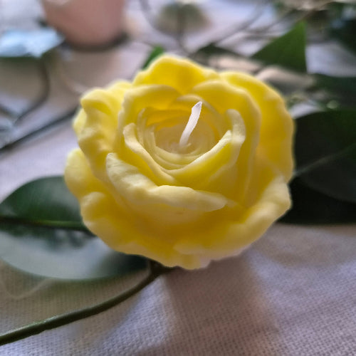 Vela Artesanal ROSA SILVESTRE de Cera de Soja | Flor Escultural Decorativa | Personalizable