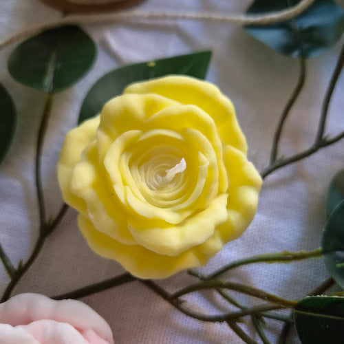 Vela Artesanal ROSA SILVESTRE de Cera de Soja | Flor Escultural Decorativa | Personalizable